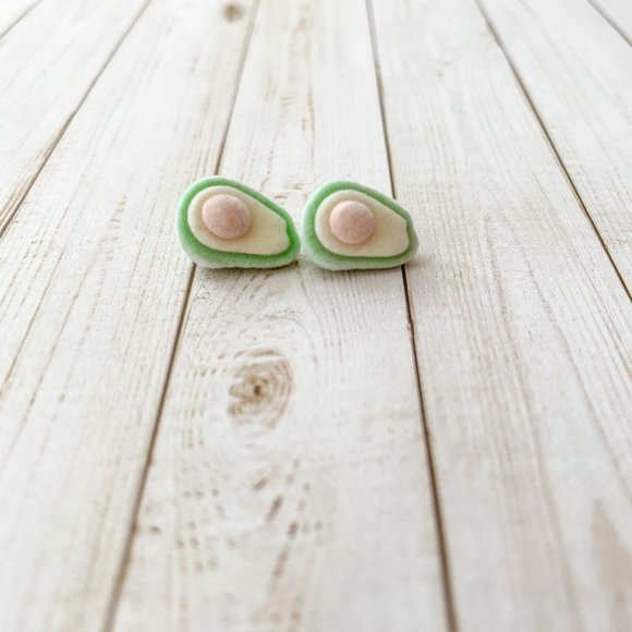 🖤 Fuzzy Avocado Stud Earrings - Picture 1 of 5
